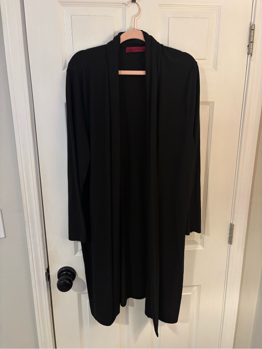Long Open-Front Black Cardigan Sweater
